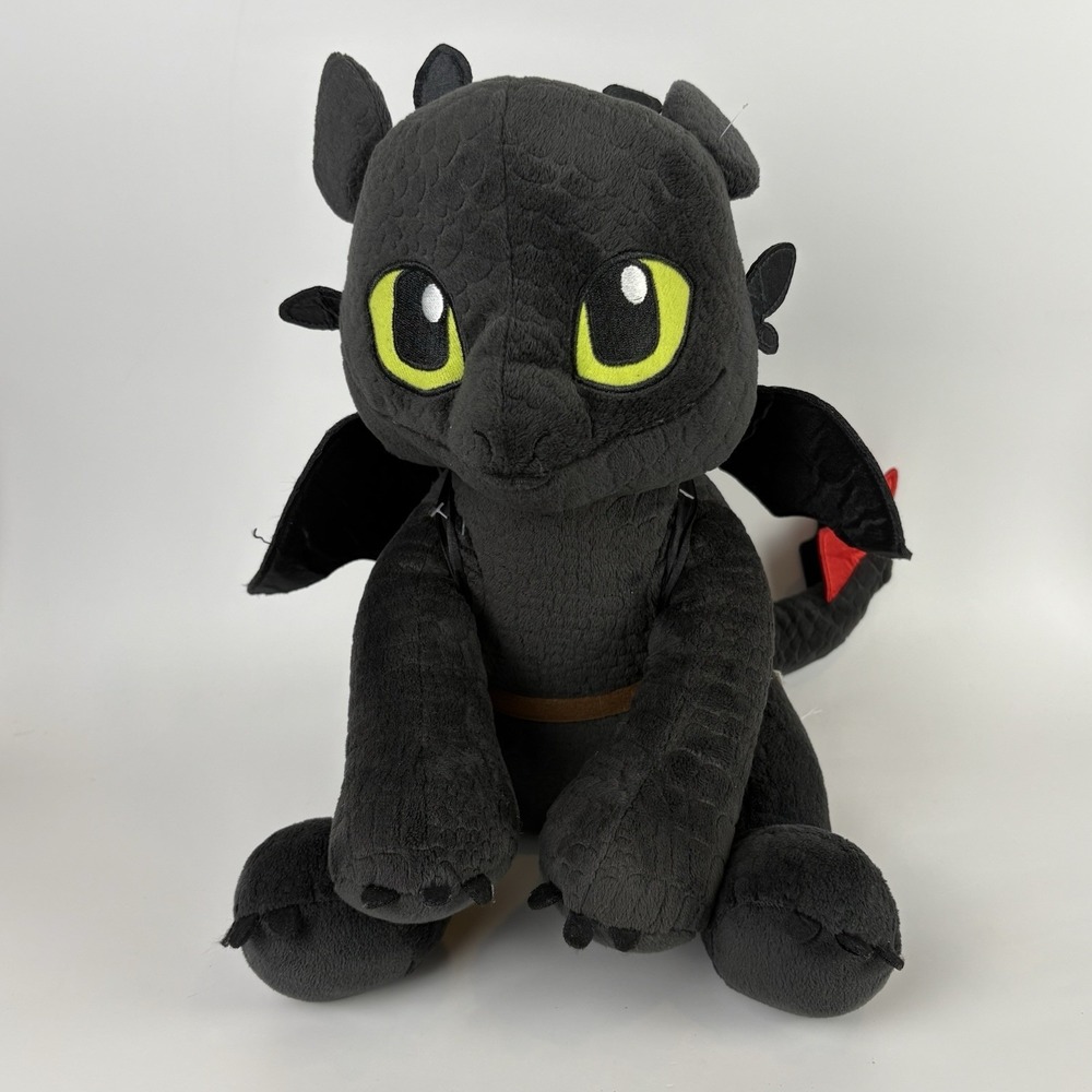 Build A Bear How To Train Your Dragon Toothless Plush w/ Wings Saddle Red Tail